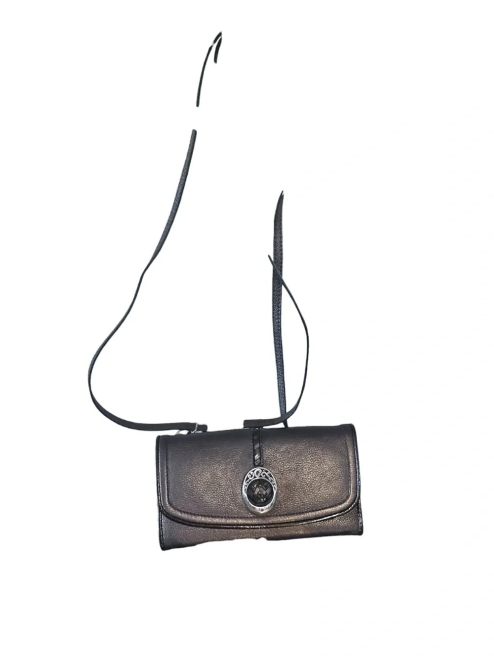 EUC metallic leather crossbody organizer by Brighton.